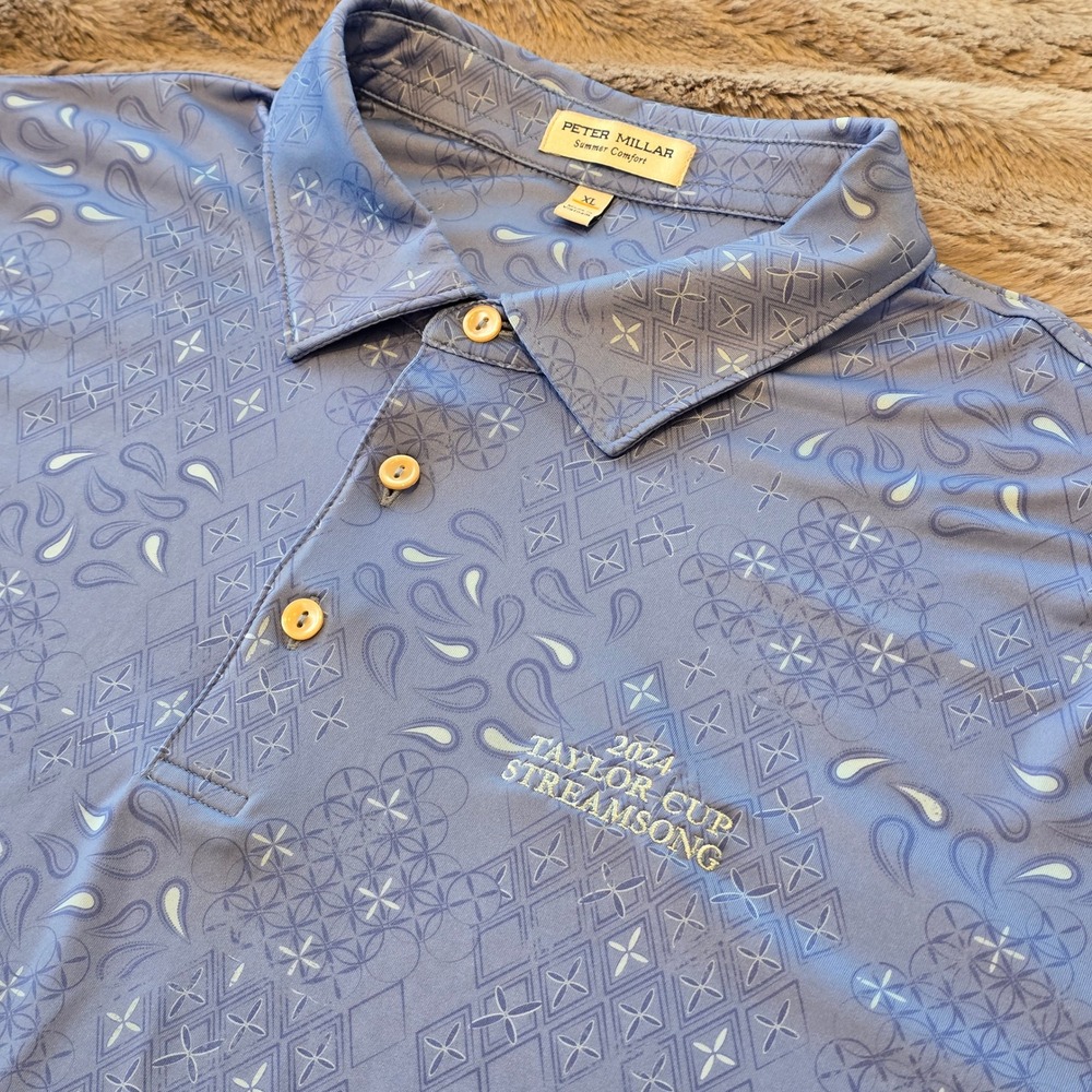 Peter Millar Summer Comfort Polo XL Blue Paisley 2024 Taylor Cup MS24EK28S Bonn
